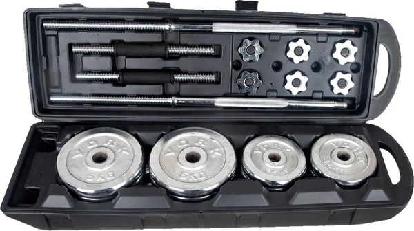 Çantalı Döküm Plaka Dambıl Seti 50 Kg Krom Dumbbell Set - Image 1