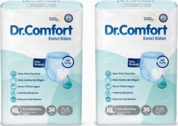 Dr.Comfort Emici Külot Hasta Bezi 30'Lu Xlarge X 2 Paket (60 Adet) - Image 1