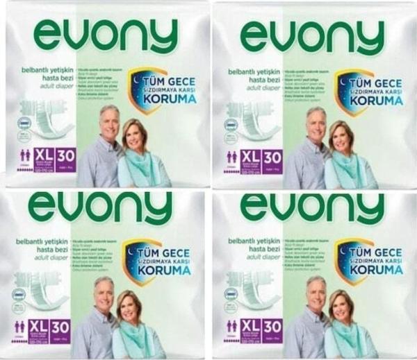 Evony Bel Bantlı Yetişkin Hasta Bezi Xlarge 30'lu 4 Paket 120 Adet - Image 1