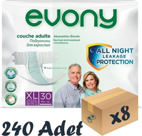 Evony Bel Bantlı Yetişkin Hasta Bezi Xlarge 30'Lu 8 Paket 240 Adet - Image 1