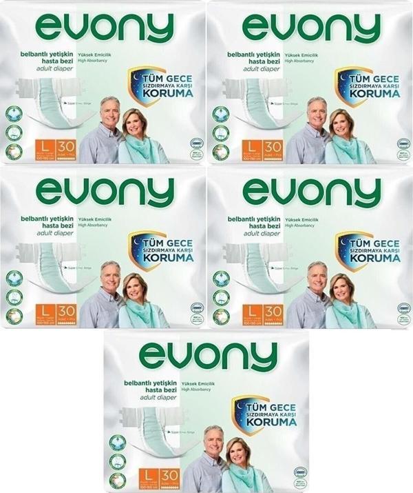 Evony Hasta Bezi Yetişkin Bel Bantlı L-Büyük Boy 150 Adet 5Pk*30 - Image 1