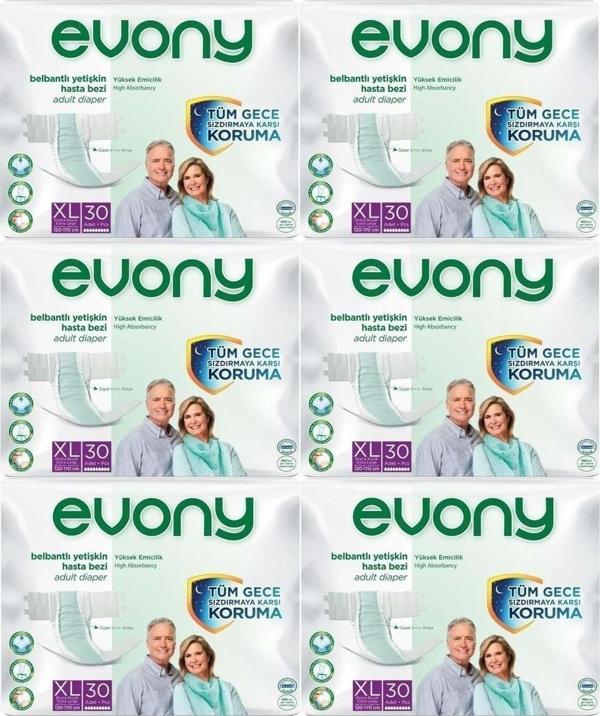 Evony Hasta Bezi Yetişkin Bel Bantlı Tekstil Yüzey Extra Large- Ekstra Büyük Boy 180 Adet (6Pk*30) - Image 1