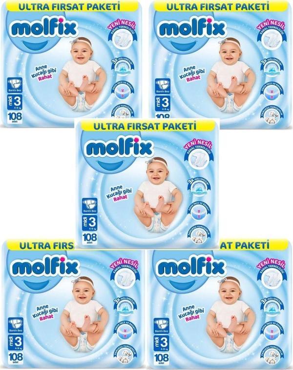 Molfix Bebek Bezi Ultra Fırsat Paketi 3 Numara 540'Lı - Image 1