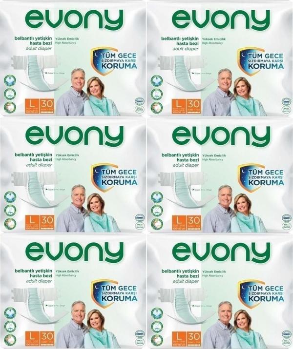 Evony Hasta Bezi Yetişkin Bel Bantlı Tekstil Yüzey L-Büyük Boy 180 Adet (6Pk*30) - Image 1