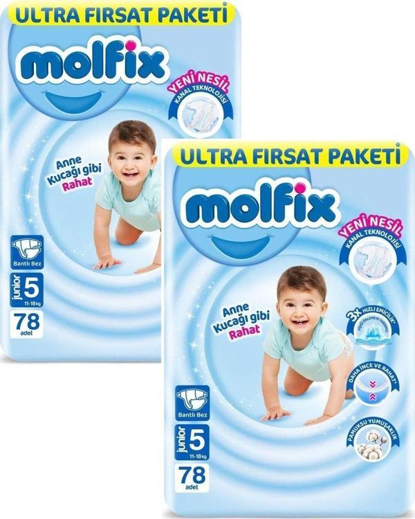 Molfix Bebek Bezi Ultra Fırsat Paketi 5 Numara 156'Lı - Image 1
