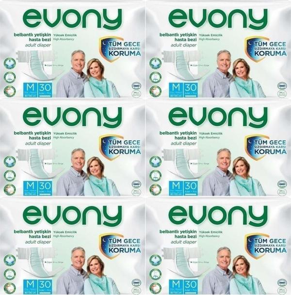 Evony Hasta Bezi Yetişkin Bel Bantlı Tekstil Yüzey M-Orta Boy 180 Adet (6Pk*30) - Image 1