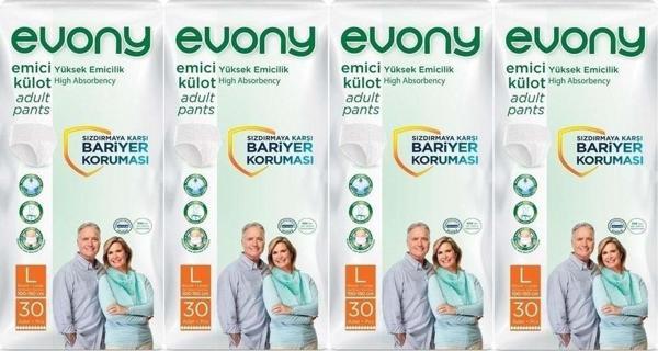 Evony Hasta Bezi Yetişkin Emici Külot L-Büyük Boy 120 Adet (4Pk*30) - Image 1
