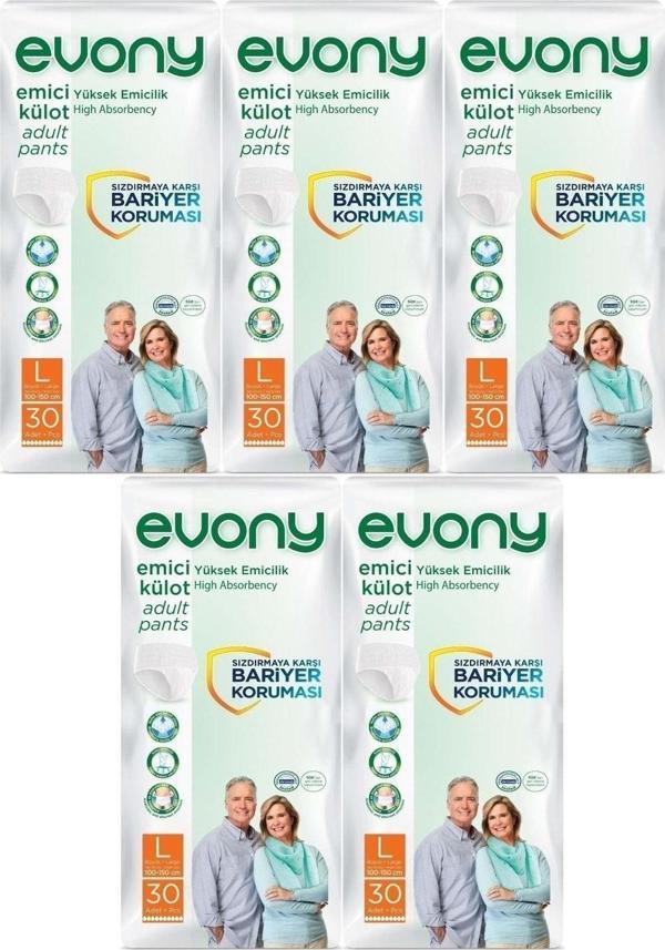 Evony Hasta Bezi Yetişkin Emici Külot L-Büyük Boy 150 Adet (5Pk*30) - Image 1