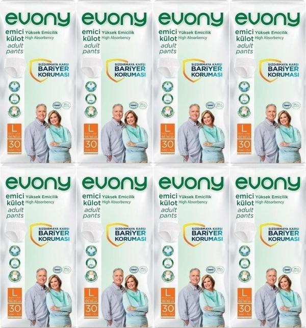 Evony Hasta Bezi Yetişkin Emici Külot L-Büyük Boy 240 Adet (8Pk*30) - Image 1