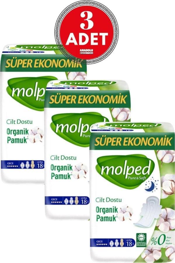 Molped Pure Soft Hijyenik Ped Gece Süper Ekonomik 18'Li 3 Adet - Image 1