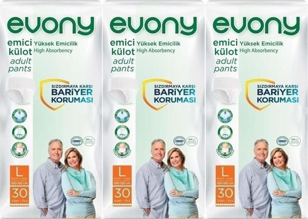 Evony Hasta Bezi Yetişkin Emici Külot L-Büyük Boy 90 Adet (3Pk*30) - Image 1