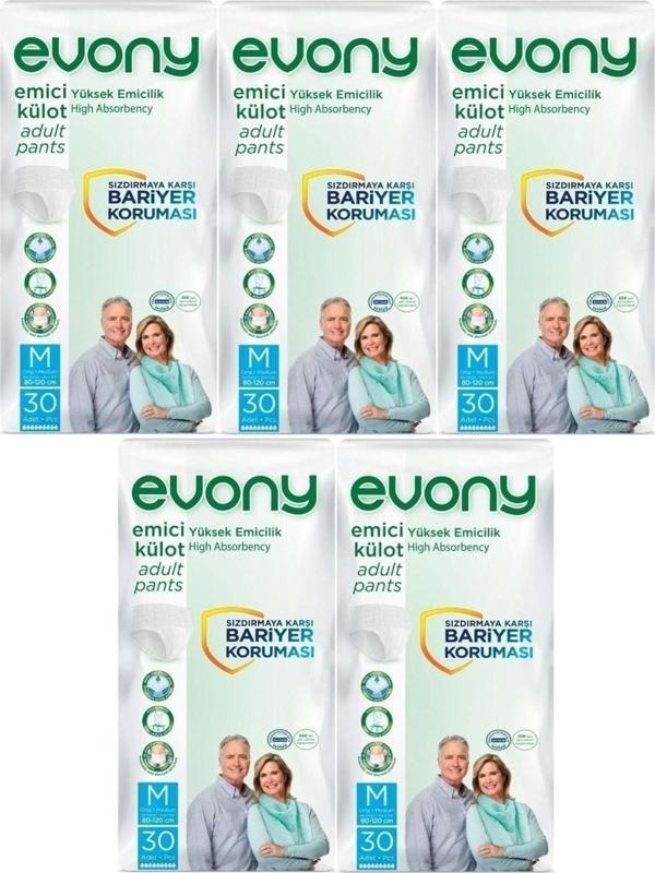Evony Hasta Bezi Yetişkin Emici Külot M-Orta Boy 150 Adet (5Pk*30) - Image 1