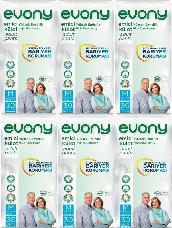 Evony Hasta Bezi Yetişkin Emici Külot M-Orta Boy 180 Adet (6Pk*30) - Image 1