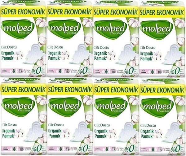 Molped Pure-Soft Hijyenik Ped Süper Ekonomik Uzun 18 Li 8 Adet - Image 1