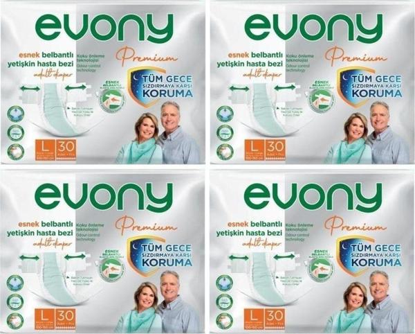 Evony Premium Belbantlı Büyük Large L Hasta Bezi 120 Adet - Image 1