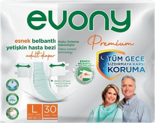 Evony Premium Esnek Belbantlı Yetişkin Hasta Bezi Large 30’Lu Paket - Image 1