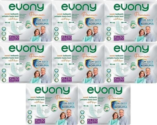 Evony Premium Hasta Bezi Yetişkin Bel Bantlı Tekstil Yüzey Extra Large- Ekstra Büyük Boy 240 Adet - Image 1