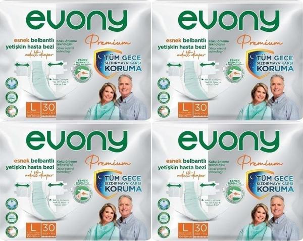 Evony Premium Hasta Bezi Yetişkin Bel Bantlı Tekstil Yüzey L-Büyük 120 Adet - Image 1