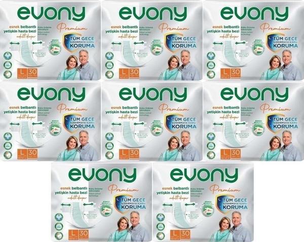 Evony Premium Hasta Bezi Yetişkin Bel Bantlı Tekstil Yüzey L-Büyük 240 Adet - Image 1