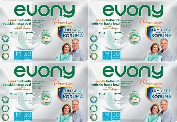 Evony Premium Hasta Bezi Yetişkin Bel Bantlı Tekstil Yüzey M-Orta 120 Adet - Image 1