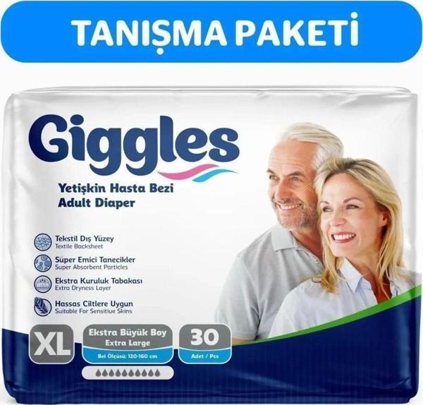 Giggles Yetişkin Bel Bağlamalı Hasta Bezi Ekstra Large 30'Lu 1 Paket 30 Adet - Image 1