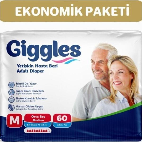 Giggles Yetişkin Bel Bantlı Hasta Bezi Medium 60 Adet - Image 1