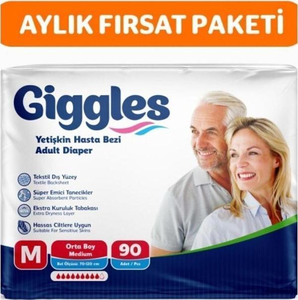 Giggles Yetişkin Bel Bantlı Hasta Bezi Medium 90 Adet - Image 1