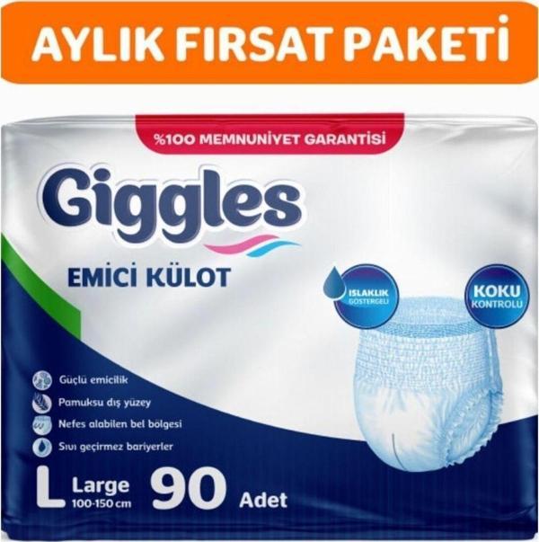 Giggles Yetişkin Emici Külot Large 30'Lu 3 Paket 90 Adet - Image 1