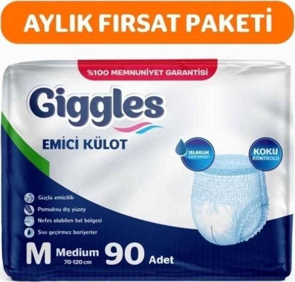 Giggles Yetişkin Emici Külot Medium 30'Lu 3 Paket 90 Adet - Image 1