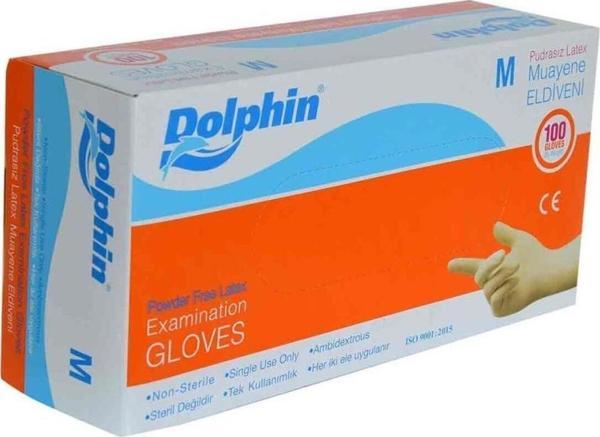 Dolphin Pudrasız Latex Muayene Eldiveni Orta Boy (M) 100 Lü Paket - Image 1