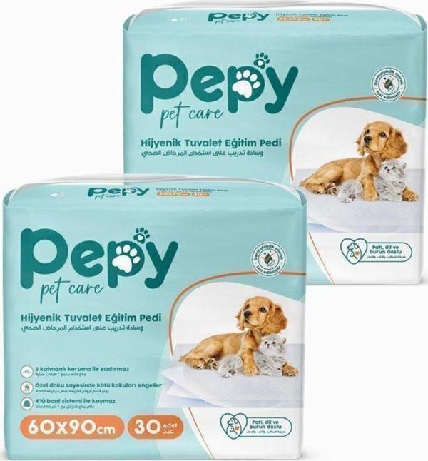 Pepy 60X90 Hijyenik Tuvalet Eğitim Pedi 30'Lu 2 Paket 60 Adet - Image 1
