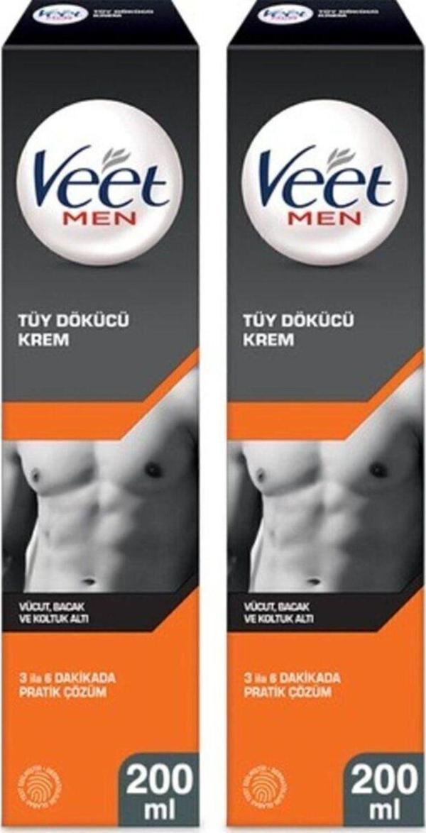 Veet Men Men Erkeklere Özel Tüy Dökücü Krem Normal Ciltler 200 Ml X2 Adet - Image 1
