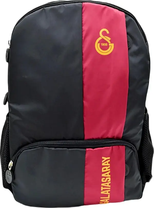 Galatasaray Kırmızı Şerit Üç Gözlü Okul Çantası Siyah / 24539 - Image 1
