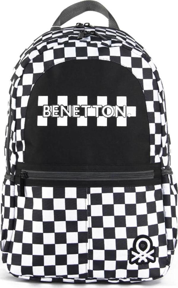 United Colors of Benetton Çift Bölmeli Okul Sırt Çantası Kareli Siyah / 03780 - Image 1