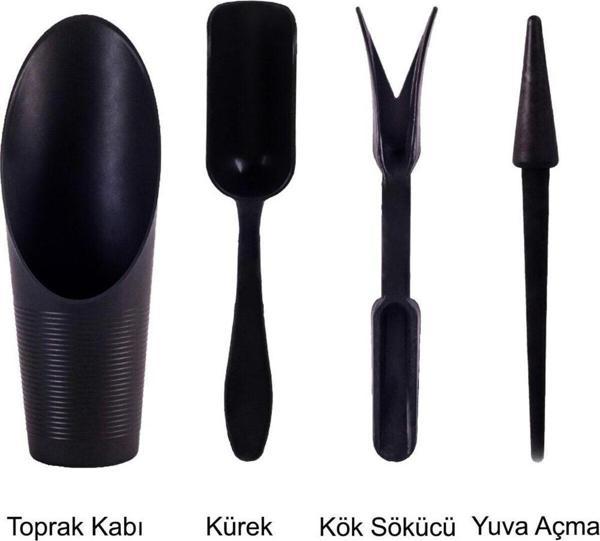 Kaktüs Dikim Seti (Yeşil) Sukulent Bakım Seti 4 Parça Toak Kabı Kürek Kök Sökücü Yuva Açma - Image 1