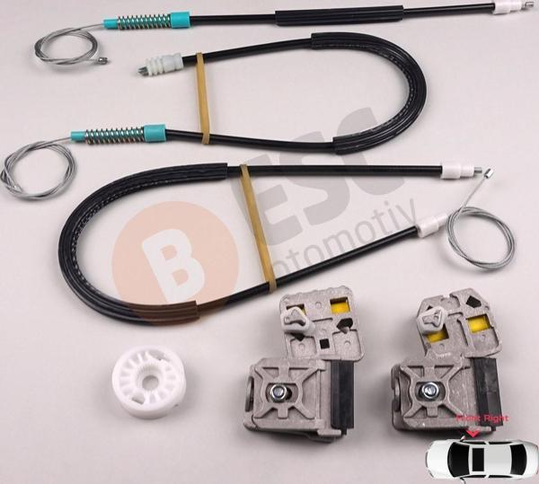 Peugeot 607 9D 9U 1999-2010 9222Q0 9650734880 İçin Ön Sağ Kapı Cam Kriko Tamir Seti Metal Ayaklı - Image 1