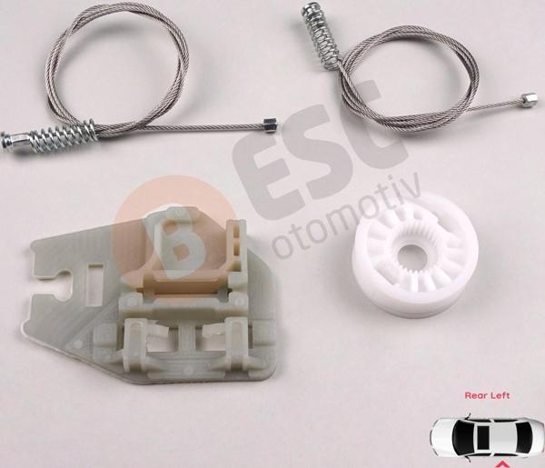 BMW 3 Serisi E46 1998-2005 4/5 Kapı İçin Arka Sol Cam Kriko Seti - Image 1