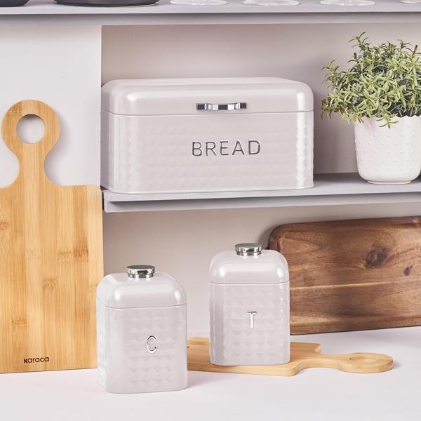 Karaca Elmas Ekmek Kutusu Saklama Kabı Hediyeli Krem - Image 1