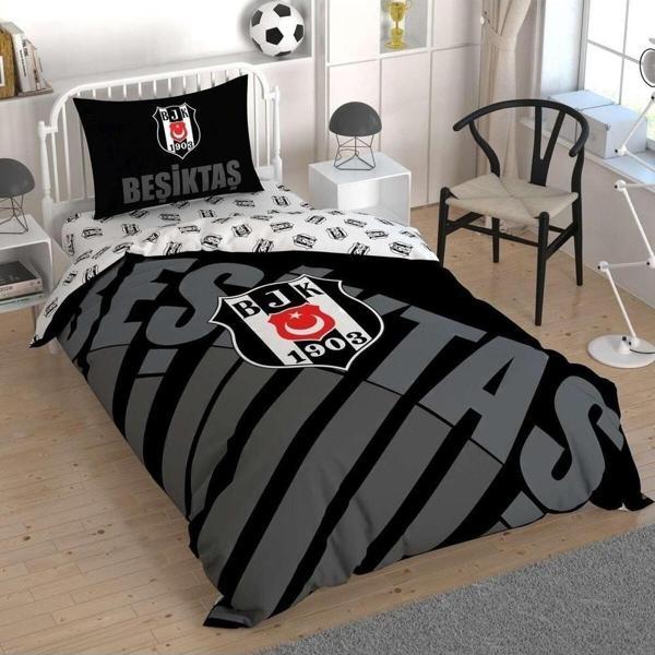 Taç Beşiktaş Siyah Logo Tek Kişilik Nevresim Takımı Nevresim Takımı Lisanslı Nevresim Takımı - Image 1
