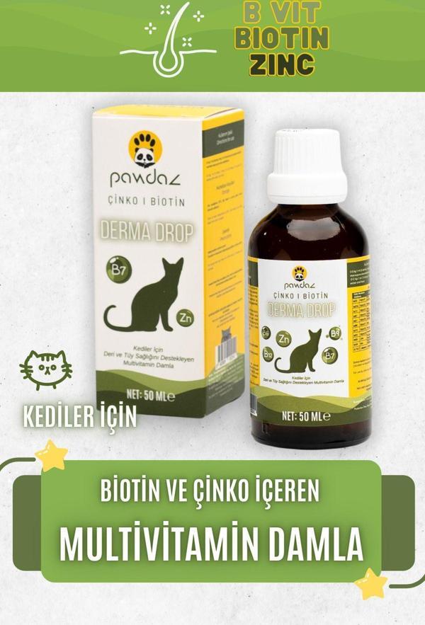 Pawdaz Dermadrop - Deri Ve Tüy Sağlığını Destekleyen Damla (Biotin, Çinko, B Vitaminleri) Kedi - Image 1