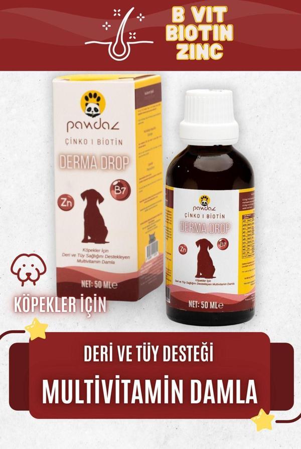 Pawdaz Dermadrop - Deri Ve Tüy Sağlığını Destekleyen Damla (Biotin, Çinko, B Vitaminleri) Köpek - Image 1