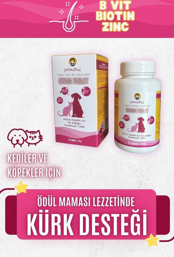 Pawdaz Dermatablet - Kediler Ve Köpekler Için Ödül Maması Lezzetinde Deri Ve Tüy Sağlığı Desteği - Image 1