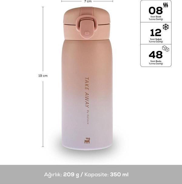 Karaca Skyfall Çelik Sızdırmaz Termos 350 ml Pembe - Image 1