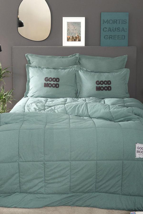 Karaca Home Motto Cotton Comfort Tek Kişilik Uyku Seti Petrol - Image 1
