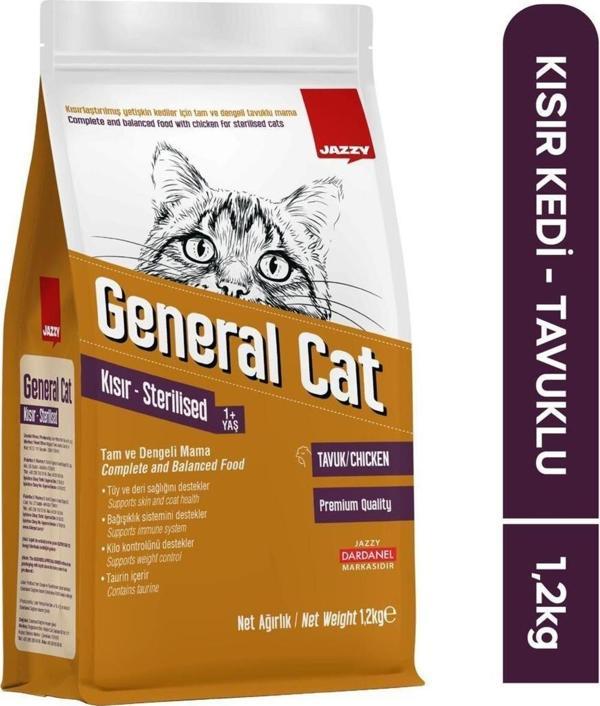 JAZZY General Cat Kısır Kedi Maması Tavuklu 1,2 Kg - Image 1
