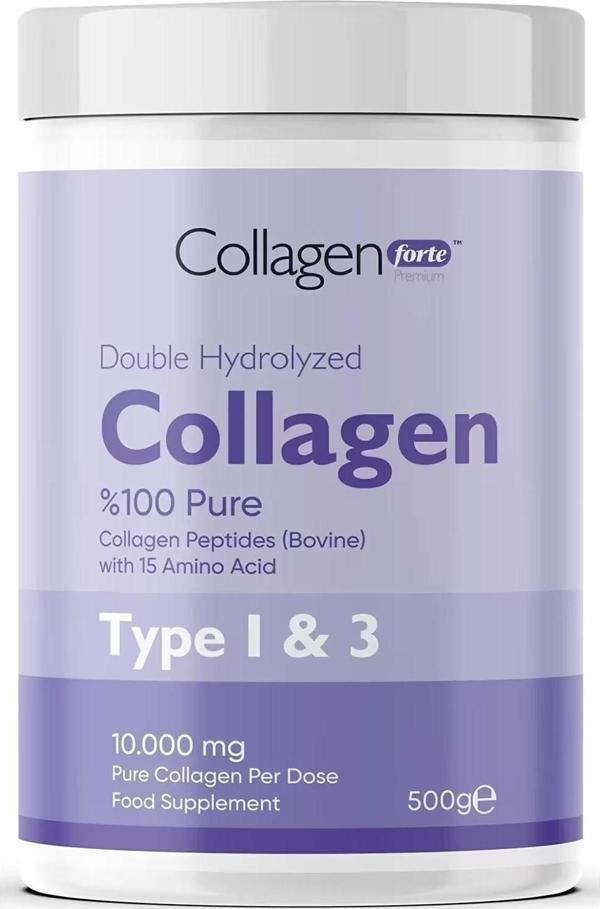 Collagen Forte Platinum Collagen Powder 500g, %100 Saf, Doğal Çift Hidrolize Kolajen Peptitler (50 PORSİYON) - Image 1