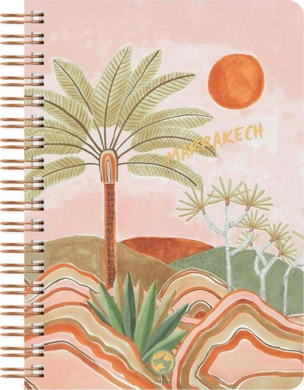 Marrakech Spiralli Defter Kareli Palmiye 17x24 cm - Image 1