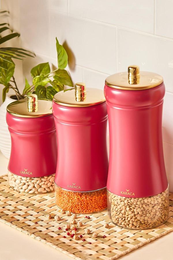 Karaca Gold Berry 3'lü Vakumlu Cam Kavanoz Saklama Kabı - Image 1