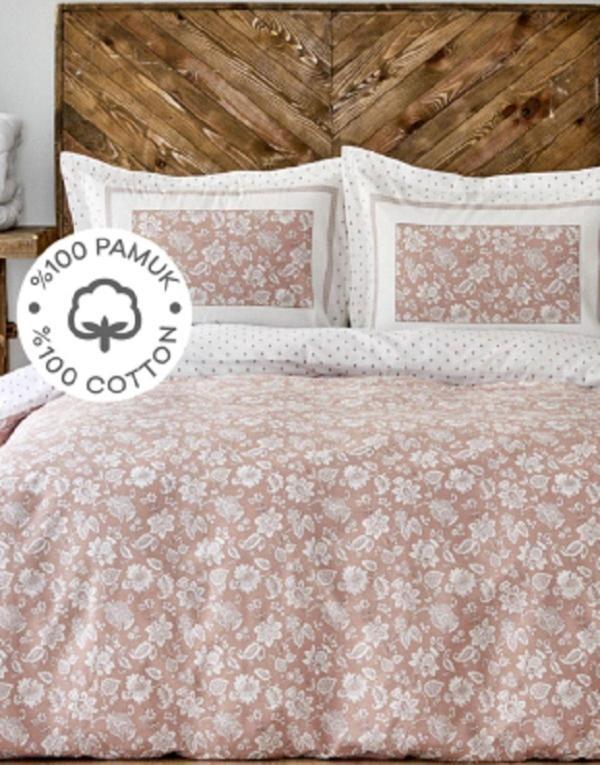 Karaca Home Celerina Pembe %100 Pamuk Çift Kişilik Fitted Nevresim Takımı - Image 1