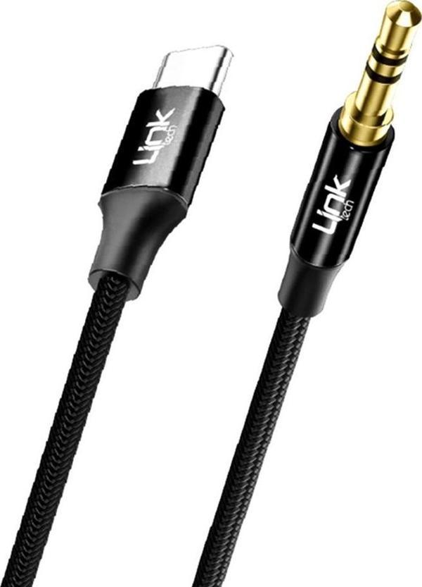 LinkTech A586 Type-C - 3.5mm AUX Kablo 1mt Siyah - Image 1